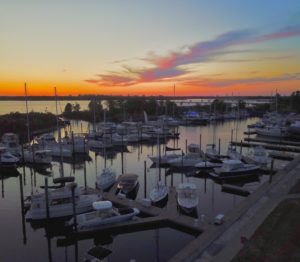 Wilmington Marine Center sunset at the docks